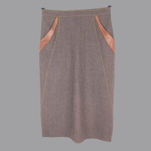 Vintage 70s Western Brown Skirt X Small Pencil Bellows Brut